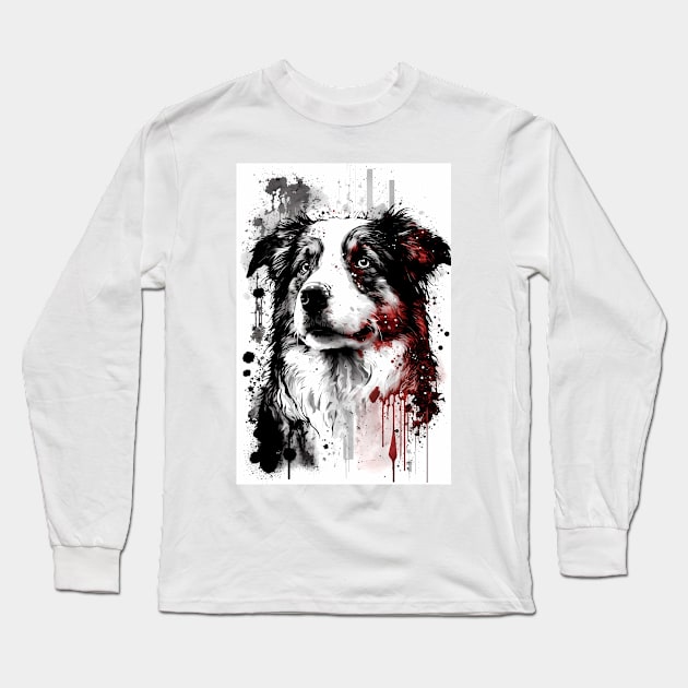 Australian Shepherd Portrait Long Sleeve T-Shirt by TortillaChief